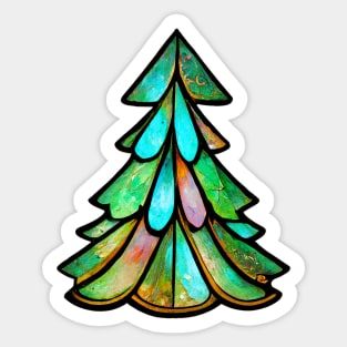 Art Nouveau Style Stained Glass Christmas Tree Sticker